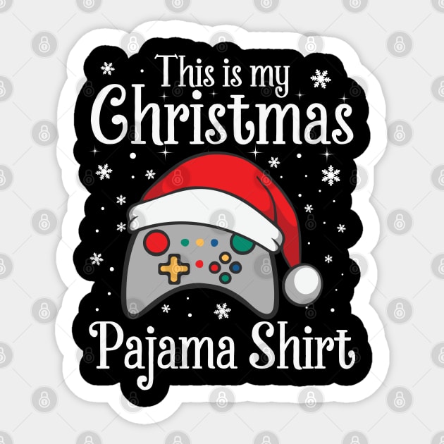 This Is My Christmas Pajama Santa Hat Gamer Video Game Sticker by DragonTees